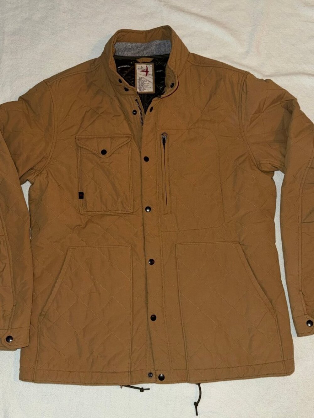 Relwen Quilted Insulated Tanker Jacket - Camel - Size Large